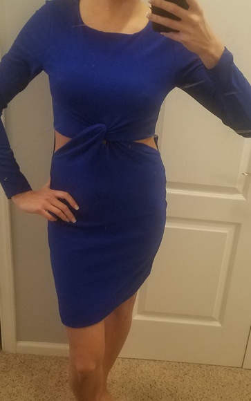 topshop blue cut out dress Topshop cut out detail mini dress in blue and white stripe